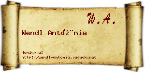 Wendl Antónia névjegykártya